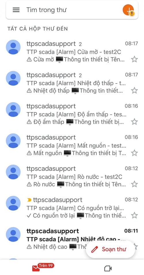 cảnh báo nhiệt độ qua email